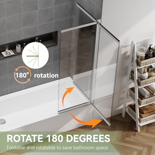 Image of 40 inch W x 59 inch H Pivot Tub Shower Door, 3 /16 inch(5mm) Glass, Polished Chrome