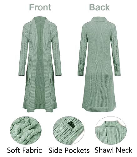 Onedreamer Womens Long Cardigan Cable Knit Open Front Long Sleeve Sweater Coats with Pockets4