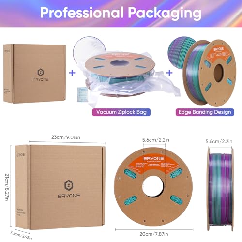 Image of ERYONE Silk Filament PLA+ 1.75mm Shiny 3D Printer Filament, Multicolor PLA 4 in 1, 1kg (2.2LBS) /Spool, HS Silk Quadruple Color Aurora Dream (Teal Green & Violet & Electric Pink & Indigo)