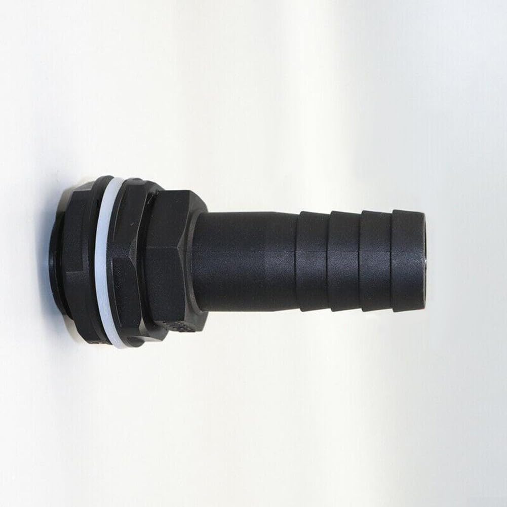 Quick Connector For Water Butt And Rain Tank With 3/4 Inch Bspm Thread Plus 1 Inch Barb Overflow Pipe Fitting Including Washer And Lock Nut In Black Plastic Design For Garden Storage Systems(1)