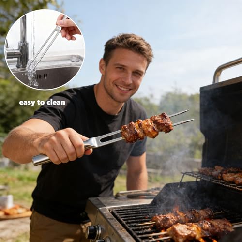 Ergonomic Stainless Steel Carving Fork for BBQ and Kitchen, Ideal for Slicing Turkey and Roasts, Dishwasher Safe Meat Fork - Image 6
