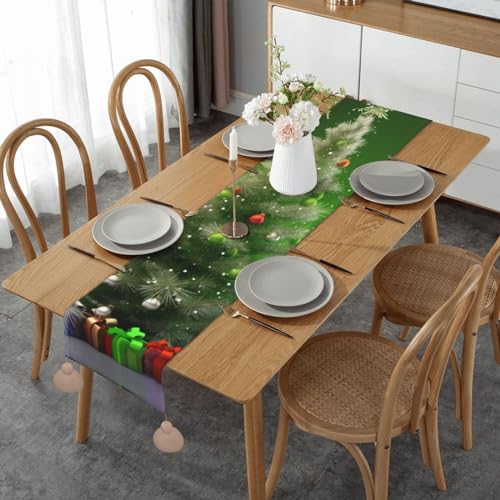 Chemin de table Noël rustique avec pompons déco table sapin 152cm - 2