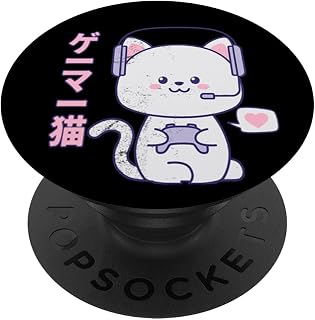 Kawaii Headset Gamer Cat Gaming - Animal Pink Pastel Cute PopSockets Adhesive PopGrip