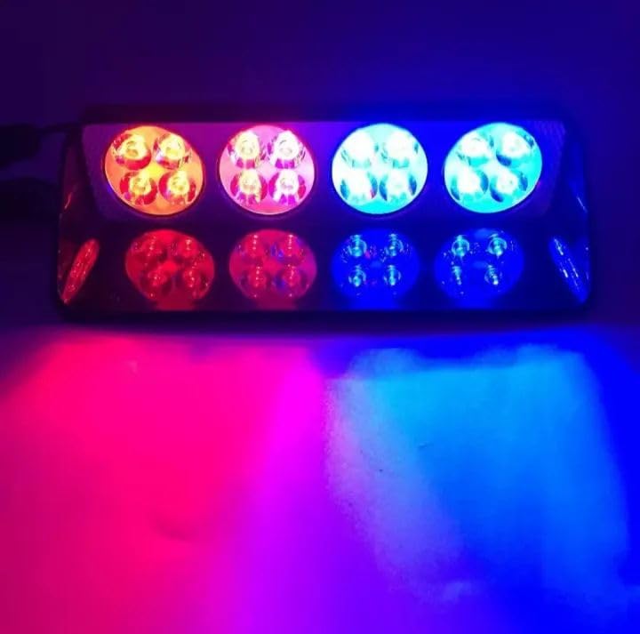 Image of AutoBizarre 12V Car Dash Emergency Warning Strobe Red Blue Flasher Windshield Sucker LED light With Multiple Flashing Modes For All Cars, Emergency Vehicles, etc. (16 LED Red Blue)