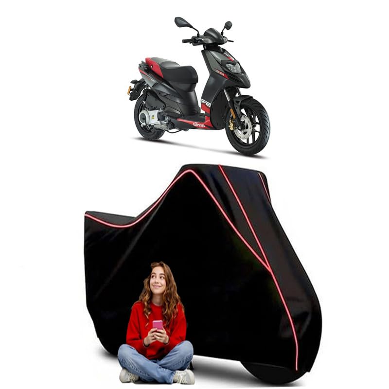 Image of SR 50 MT Scooty Bike Cover Water Resistant Outdoor Use Universal Fit Scooters Motorcycles Heavy Duty UV Protection Dust Rain Scratch Resistant Elastic Bottom Black Blue Piping