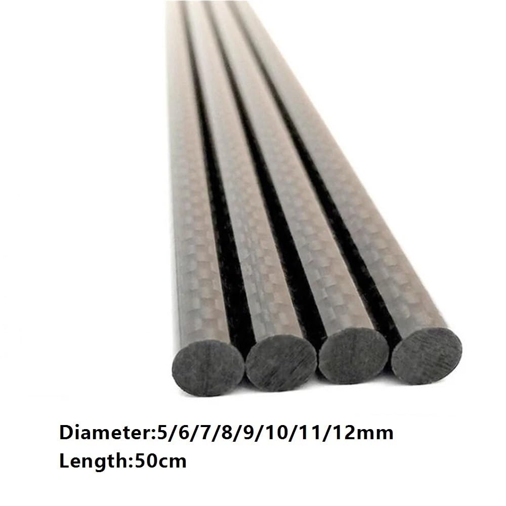 1 pezz0 Barra Tonda Nera Fibra Carbonio 3K, Barra 50Cm Per Automobili