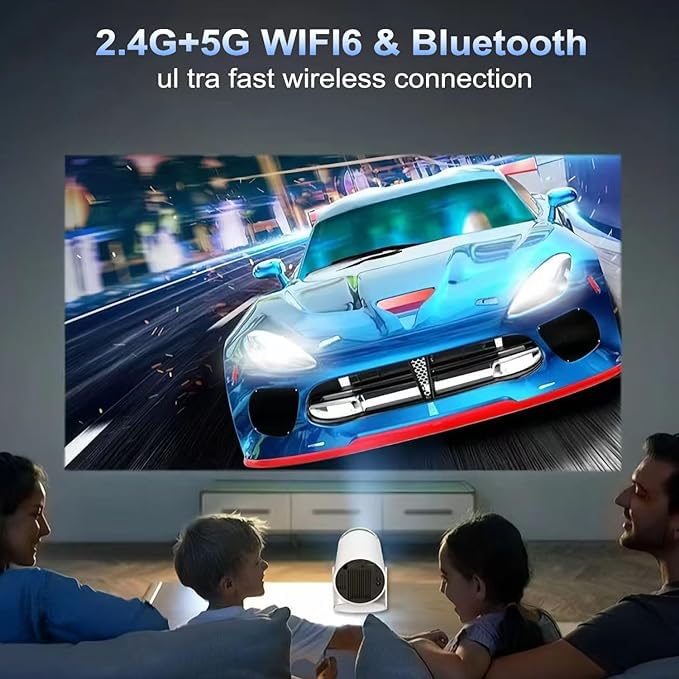HY300 Pro Mini videoproiettore 720P 4K Decoding con Wi-Fi e Bluetooth, proiettore Home Cinema portatile, USB HDMI, bianco