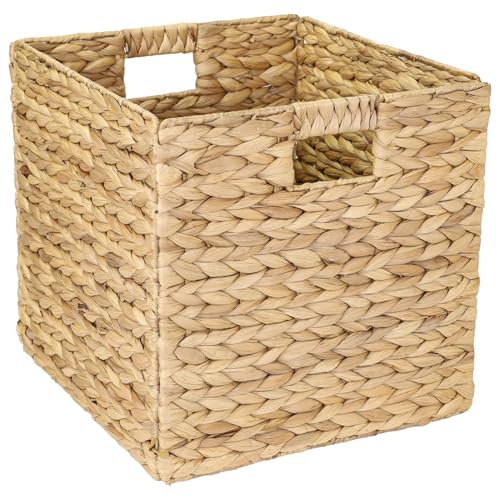 HMF Cesta de almacenamiento trenzada de jacinto de agua y hierba marina, apto para Kallax, 32 x 34,5 x 32 cm