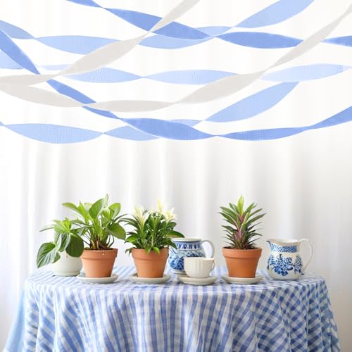 Image of Dusty Blue Crepe Paper Streamers 6 Crepe Paper Rolls 492ft, DIY Craft Supplies for Boys Birthday Baby Shower, Bridal Party Decorations, 1.77 Inch x 82 Ft /Roll