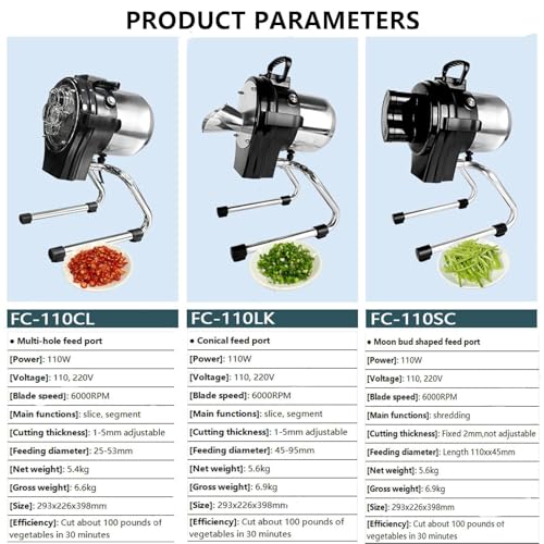 Chopper et trancheuse de légumes électriques, épaisseur réglable pour Les Fruits et légumes Frais, idéal pour Une préparation Rapide et Facile des Aliments