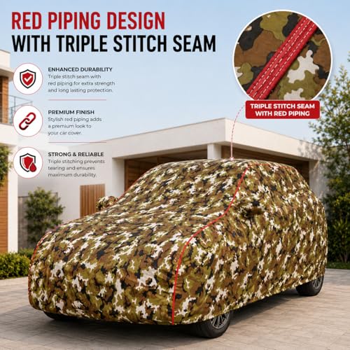 Image of Premium Car Cover for BMW 3 Series Gran Limousine Model | Waterproof, UV & Dust Protection | Mirror & Antenna Pocket | Triple Stitched, Soft Inner Lining, Belt & Buckle (Jungle Print)