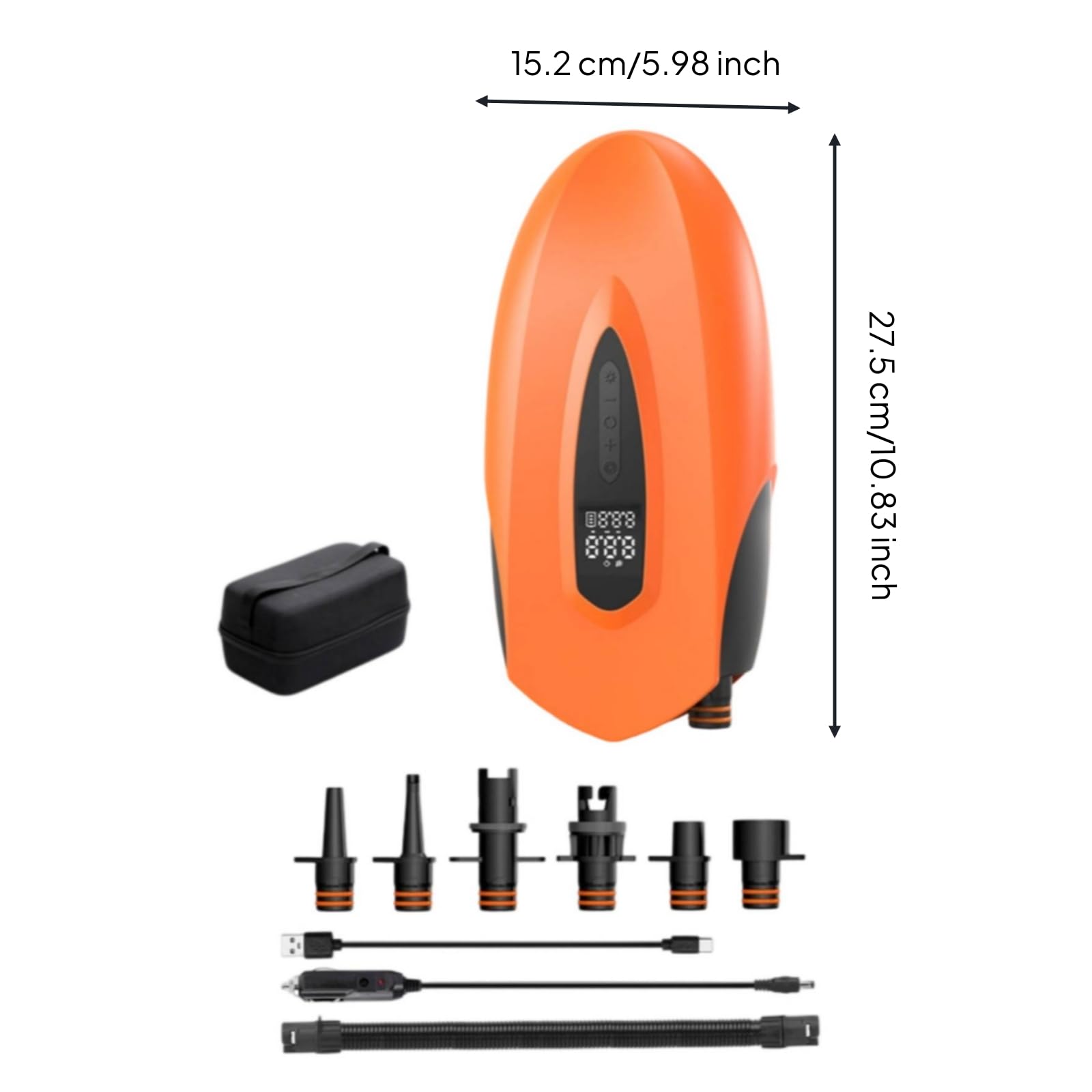 Pompa Portatile Gonfiatore Compressore Elettrico Mini Pompa con Due Stadi 350 L/min E 90 L/Schermo Tubo 0.8 Cavo 3 M Adatta per Materasso Ad Tenda Gommone Attrezzatura Outdoor
