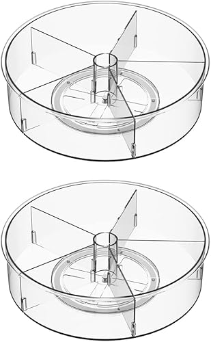 SANNO Round Lazy Susan - Contenedor giratorio de almacenamiento giratorio para armario de cocina, despensa, refrigerador, encimera, juego de 2