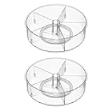 SANNO Round Lazy Susan Rotating Turntable Storage Container Rotating Organizer Spinning Organizer Bins for Kitchen Cabinet, Pantry, Refrigerator, Countertop,Set of 2
