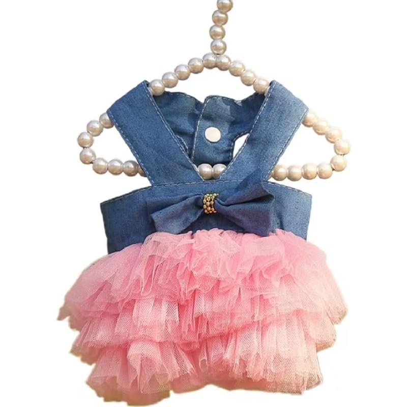 Dog Dresses Bow Decor Tiered Layer Wedding Party Pet Dress for Small Girl Dog Cat Puppy Kitten Kitty (Pink, Small)