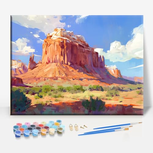 Aeontinity Capitol Reef National Park Utah Location Framed Canvas DIY Paint by Numbers Kit Bar Cafe Cave Home Room Wall Bathroom Porch Patio Decor Gift, 16 x 12 Inch