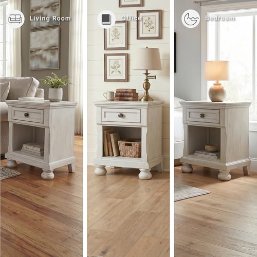 Signature Design by Ashley Nightstand, Bedside Table, Antique White Wood - image 6