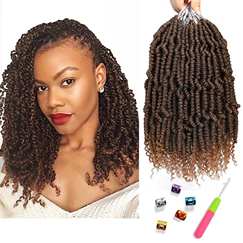 Spring Twist Crochet Hair 6 Packs Spring Twist Hair Prelooped Crochet Braids Synthetic Hair Extension Passion Hair Mini Twist Hair Dreadlocks Braiding Hair for Women 14inch By MIRRA'S MIRROR (T1B/30)