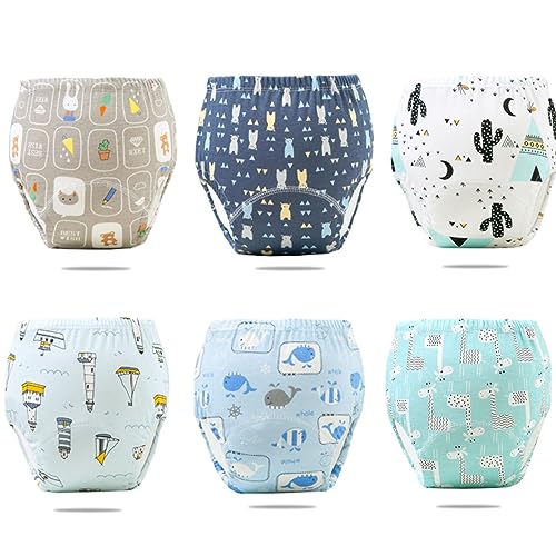 Beauenty 6PCS Baby Potty Training Pants Breathable Potty Training Underwear Toddler Training Underwear for 0-3 Years Boy and Girls Strong Absorbent Cotton Training Pants (Medium Boy)