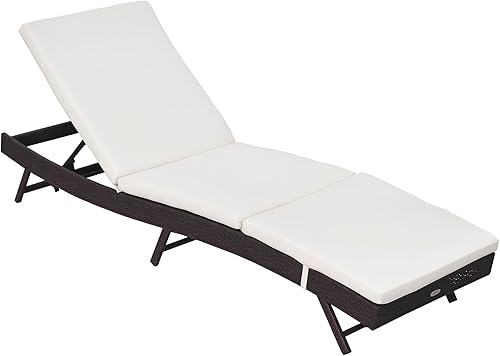 Miniatura 10 de Outsunny tumbona ajustable de poliéster y mimbre