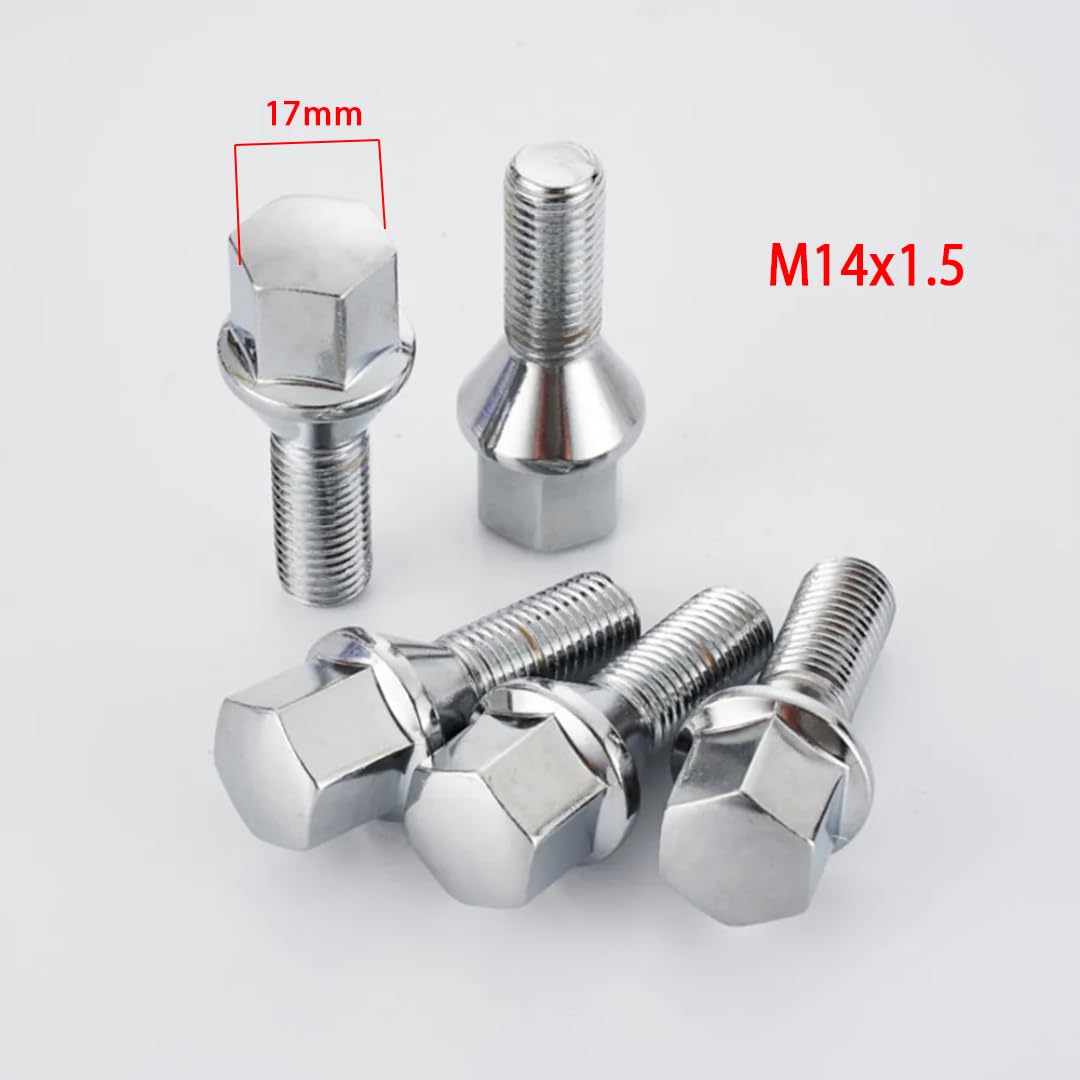 Śruby do Kół dla VW, dla Mercedesa Benz, 20 szt. śrub M14x1,5 z przedłużoną piastą koła, 17mm, sześciokąt, 28mm / 35mm / 40mm / 45mm, gwint