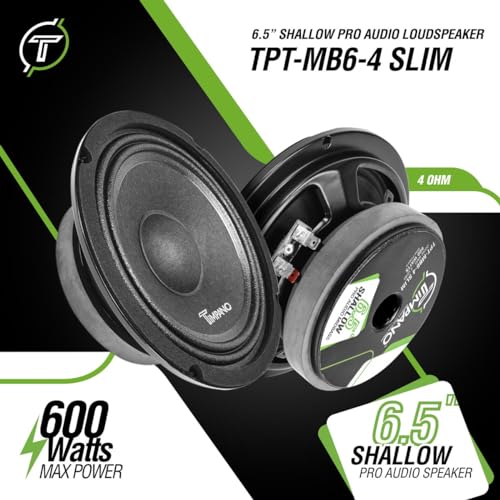 Timpano 6.5 Inch Shallow Car Speaker 600 Watts TPT-MB6-4 Slim Shallow Profile 4 Ohm, PRO Midbass Car Audio Loudspeaker Compact for Doors (Single) - Image 3