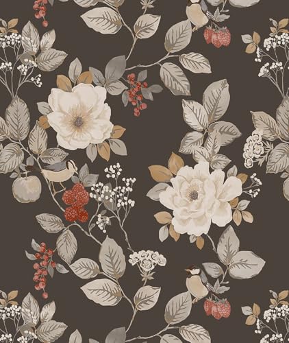 Floral and Birds Wallpaper Vintage Floral Peel and Stick Wallpaper