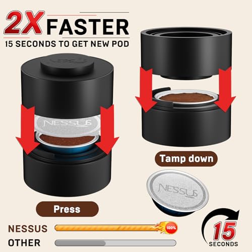 Image of Reusable Pods Kit for Nespresso Vertuo, Refillable Vertuo Coffee Pods Espresso Accessories with 100 pcs Foil Seals Lids, Holder and Brush for Nespresso Vertuo Plus Next Capsule Machine
