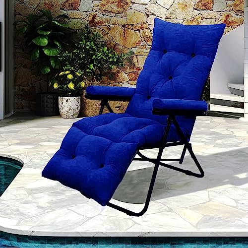 Spacecrafts® Recliner Folding Easy Chair | 5 Adjustable Positions | Cushioning | Portable & Space Saving Easy Chair for Home Relax Old Age | Blue