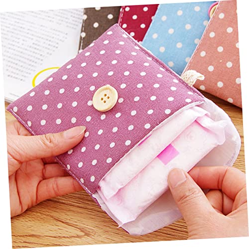 Bolsa organizadora portátil de lino para toallas femeninas 10 pcs miniatura 7