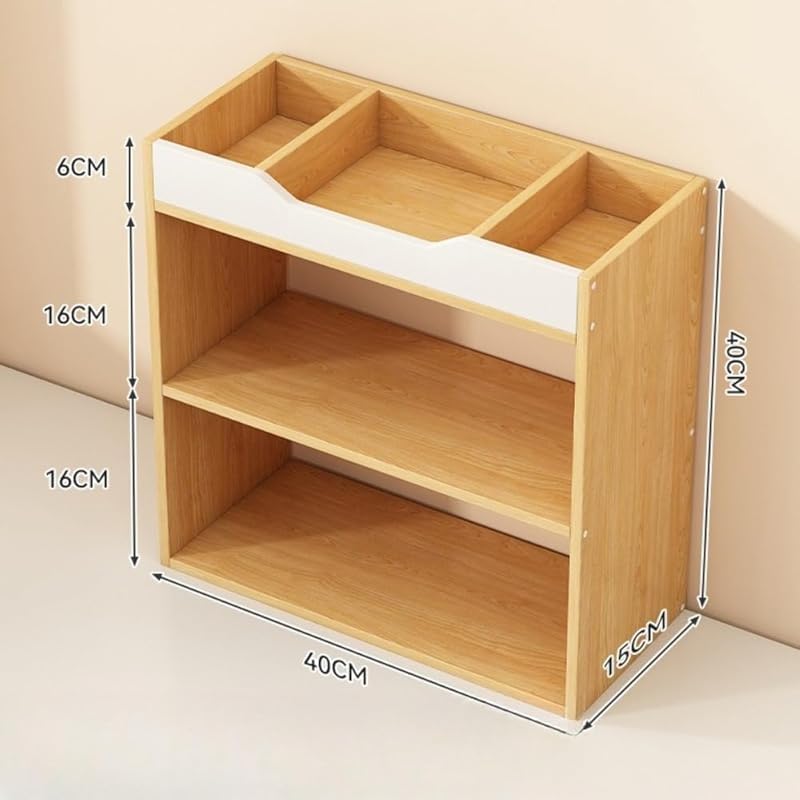 デスク上置棚、卓上置物棚 大容量 収納展示一体 木製 収納秩序化 組立容易 多段収納・空間利用機能兼用 卓上雑物整理・ベッドルーム小