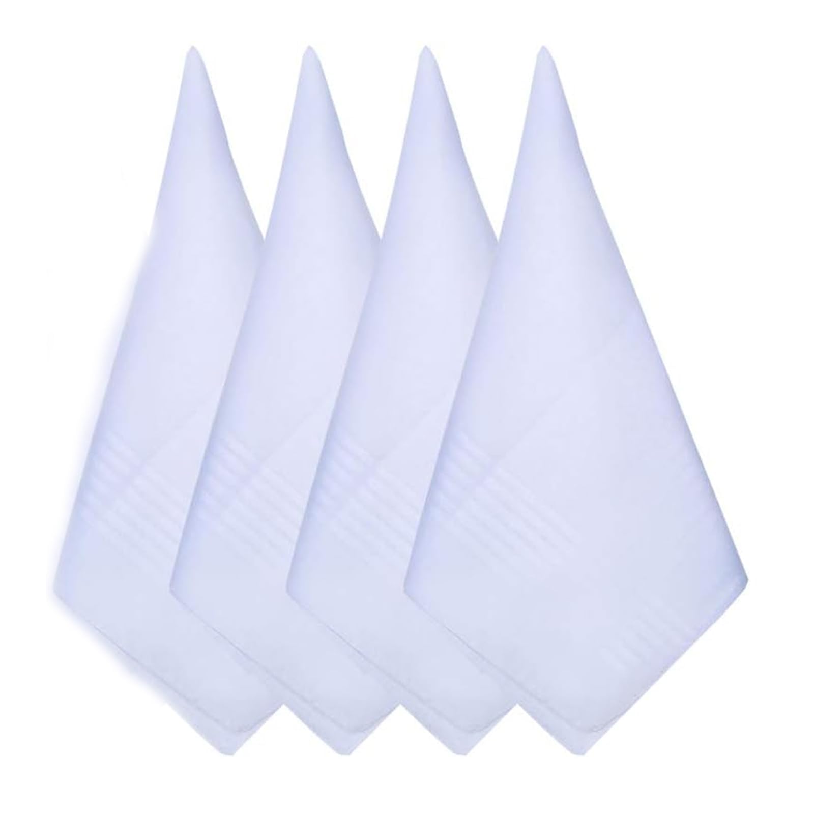 Bytleoutj Men's White 4 Pack Cotton Handkerchiefs, Soft Pure Cotton Handkerchiefs Suit Handkerchief Hankies Large Pocket Squares Hankies(40Cmx40cm)