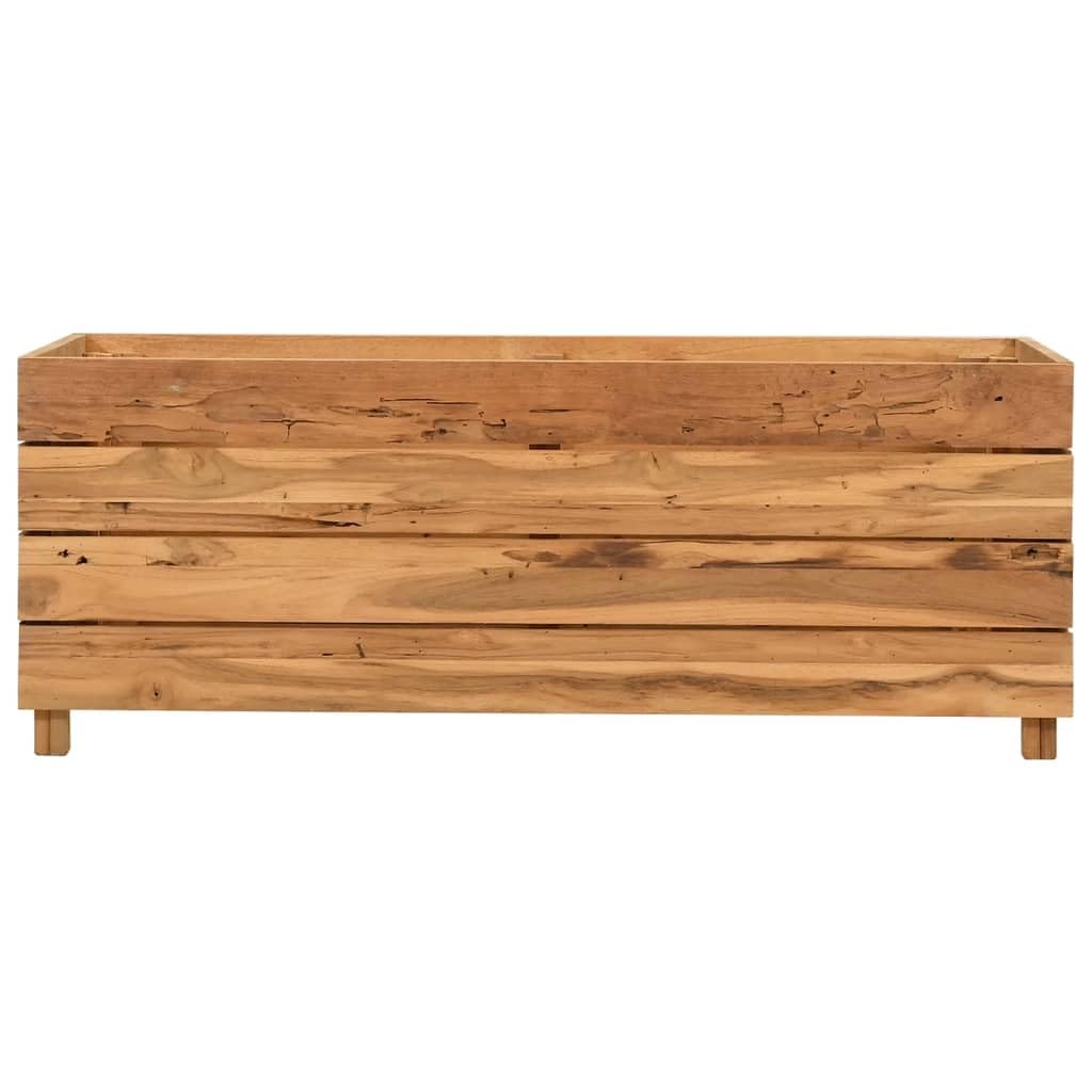 Podwyższona grządka z drewna tekowego, 100 x 40 x 38 cm, ze stalowym stelażem, do ogrodu, na balkon i taras, wytrzymała donica na kwiaty, zioła, sukulenty, storczyki, bonsai i wiele innych