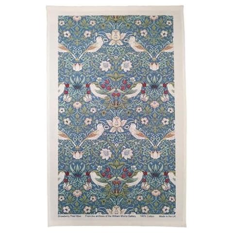 2 x 100% Cotton Strawberry Thief Kitchen Tea Towel in Blue 50cm x 70cm William Morris Gallery Cover