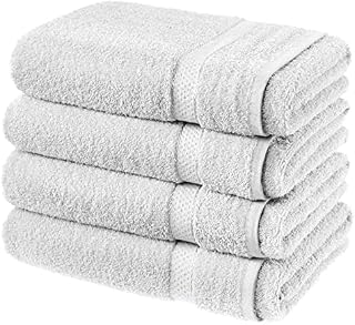 PACK OF 4 BATH SHEETS | 100% COTTON BATH SHEETS by F4D (Grey) (GREY)