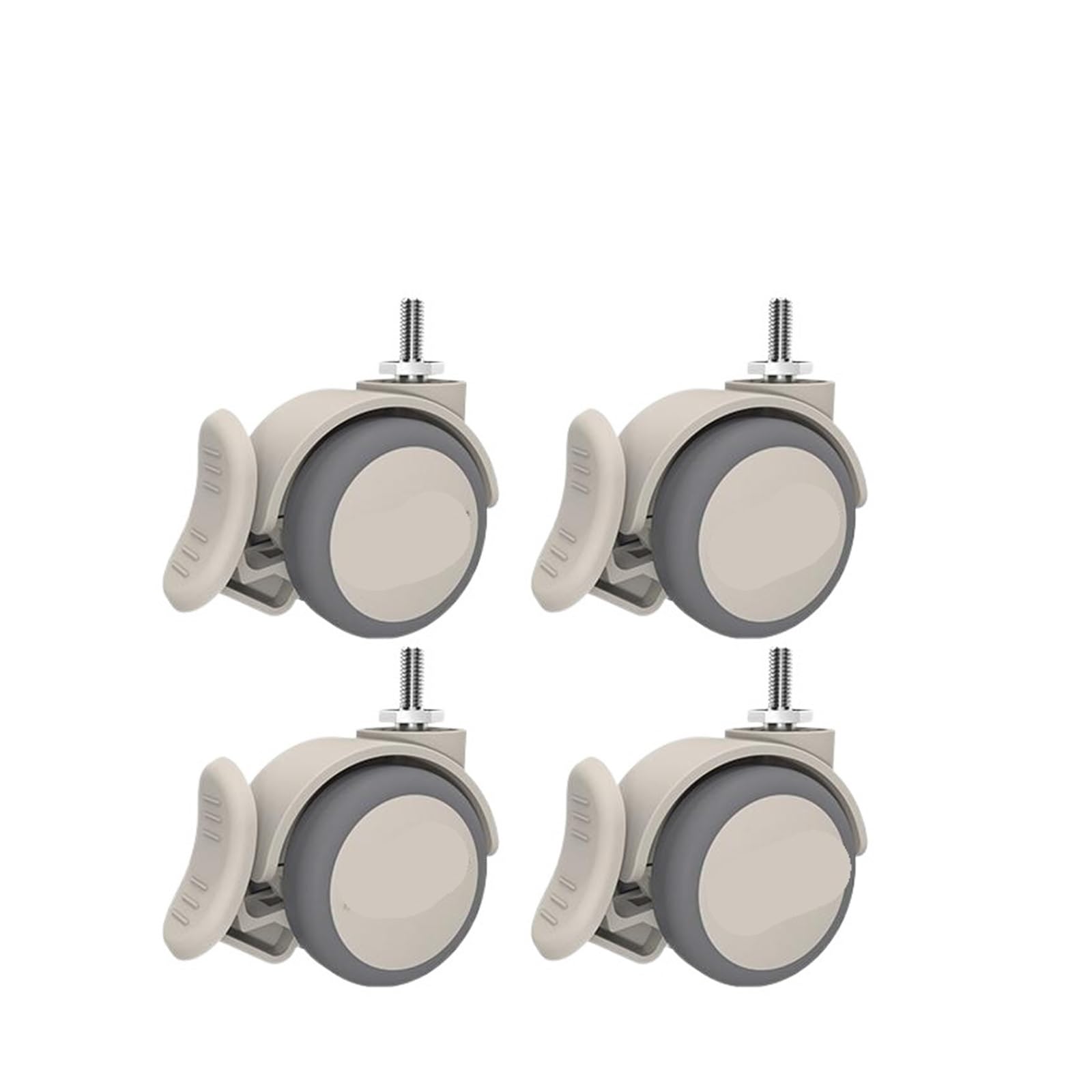 Mxxdmopd M6-C 4 Pieces/Lot Gray 2-Inch M6/M8/M10/M12 Screw Swivel Caster With Brake And Soft Rubber(M6-C)