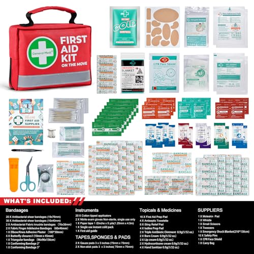General Medi First Aid Kit - 150 Pieces Small Compact First Aid Kit Bag - Includes Instant Cold Pack, Emergency Blanket for Travel, Home, Office, Vehicle, Camping - Image 3