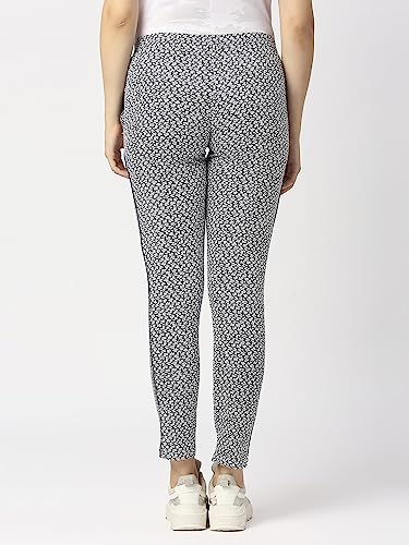 Image of Lovable Women's Cotton Printed Ankle Length Elastic-Drawstring clouser Side Pockets Printed Relaxed Fit Yoga and Track Pant-NEO Classic Track-Print ST-BK
