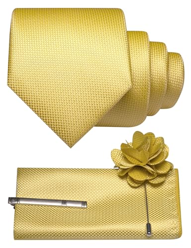 Image of JEMYGINS Mens Tie and Lapel Pin with Pocket Square Tie Clip Sets for Casual and Business 4PCS