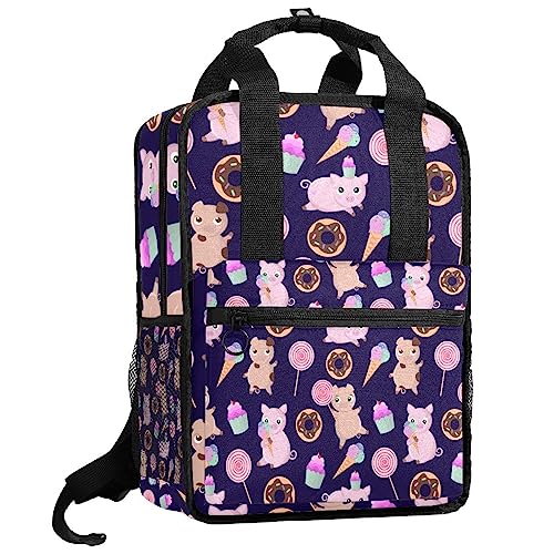 Sacs à dos pour garçons multicolore motif cochon et donut 35.5 cm