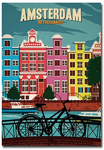 Imán de nevera vintage de Amsterdam 2.5 x 3.5 pulgadas