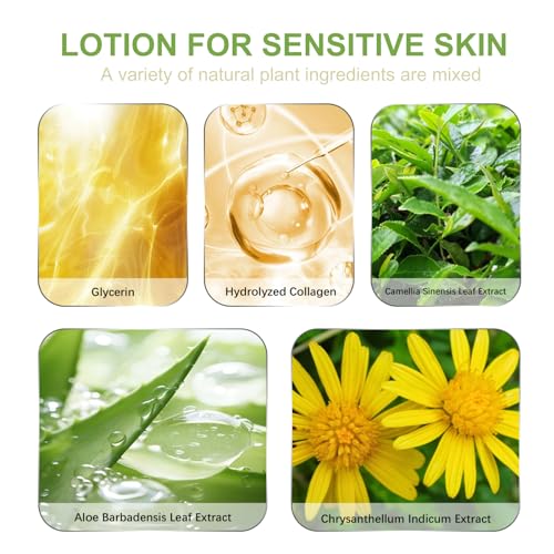Collagen Body Lotion, Dry Skin Lotion With Green Tea + Aloe Vera, Camomile Lotion Reduce Back Acne & Fine Lines, Firming Body Lotion For Dry & Aging Skin, Collagen Cream For Body & Face - Image 3