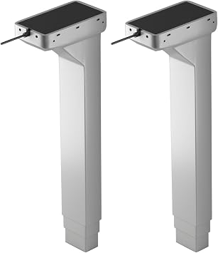 PROGRESSIVE AUTOMATIONS 24VDC Adjustable Electric Lifting Column System - 360 lbs, 23.5" - 49" Height Range - Set of 2 Sit Stand Desk Columns, Control Box, Mounting Brackets, Remote, Gray Color