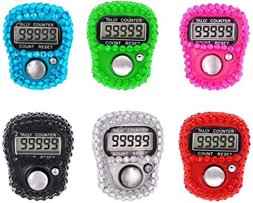 ROYAL WIND Finger Counter -6-Pack Case-Islamic Tasbih Bead- 5 Digital LED Electronic Handheld Tally Counter Clicker with Case Mechanical Manual Clicker Number Lap Tracker Counter