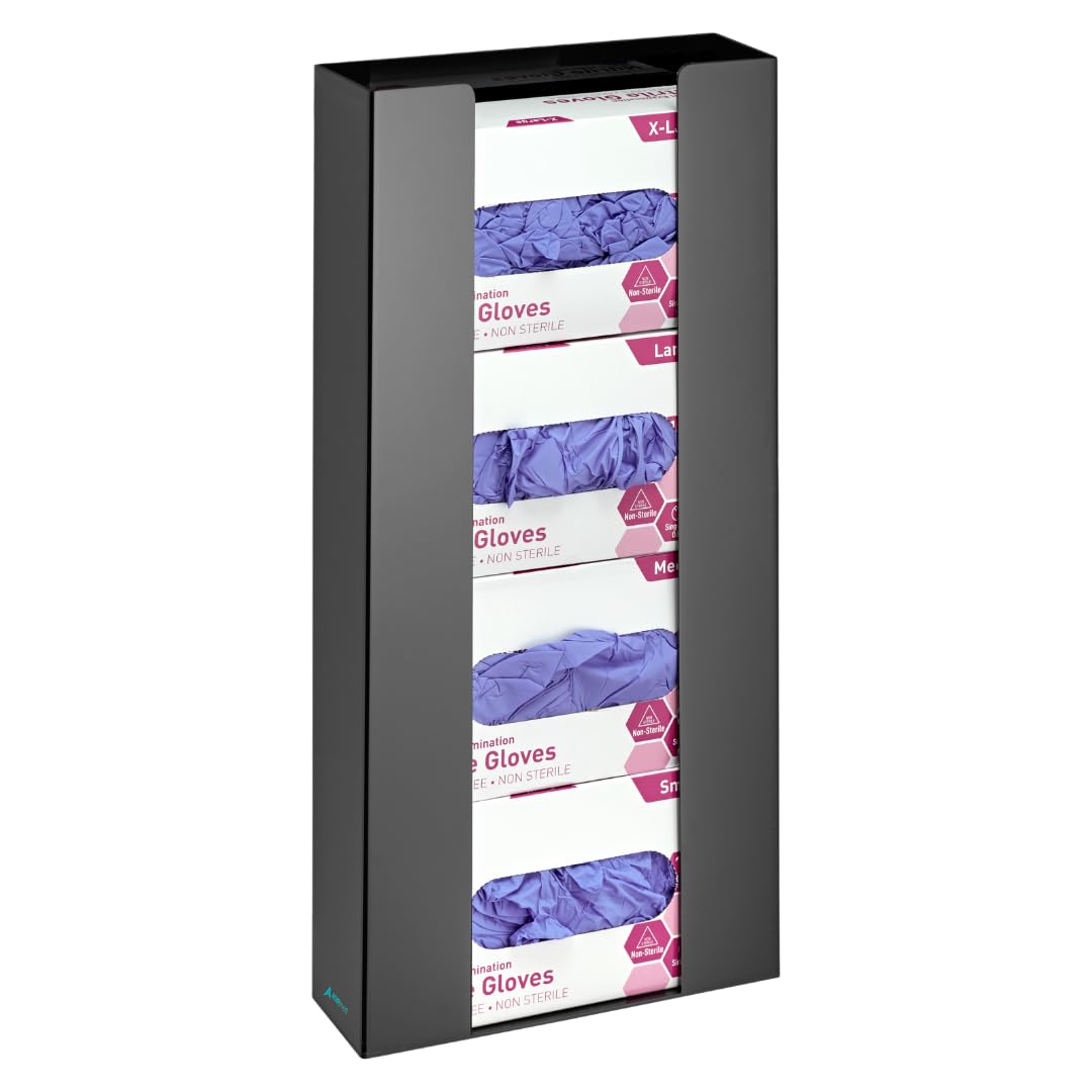 Adir Glove Holder for Wall Mount – Acrylic Glove Dispenser Station for Tissue Boxes, Disposable Rubber Gloves Face Masks - Medical Glove Organizer for