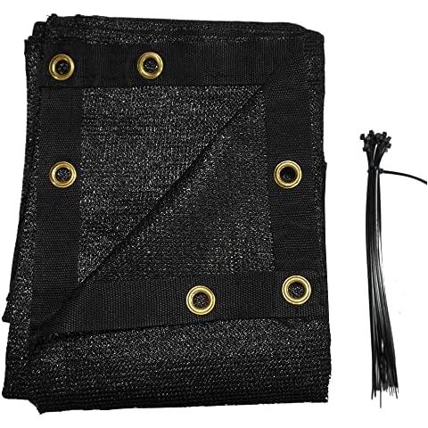 Hanjet 90% Outdoor Sun Shade Cloth, 10 x 12 Feet, Pergola, Deck, and Backyard Patio Sunshade with UV Protection, Heat Resistant HDPE Material, Reinforced Grommets, Black Cover