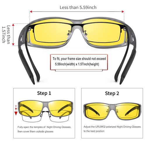 Image of URUMQI Night Vision Driving Glasses Fit Over Eyeglasses for Men Women