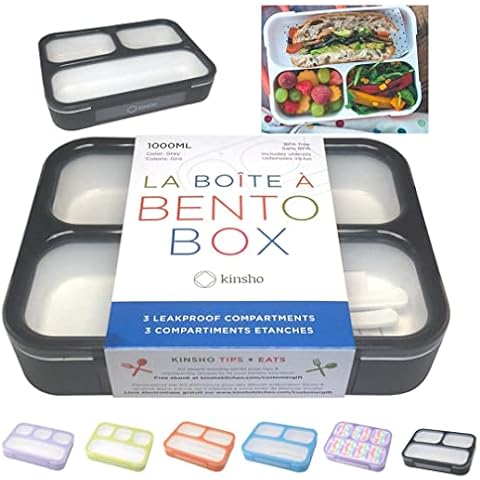 Leakproof Bento Lunch Box with 3 Compartments and Insulated Double-walls Cover