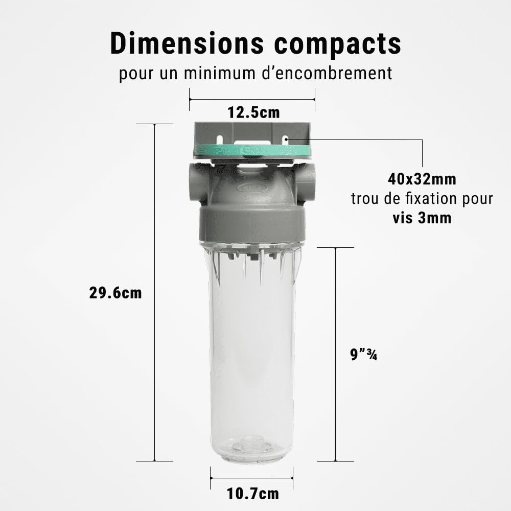 SINEA pack filtration eau anti-calcaire – porte filtre 9’’3/4 et cartouche polyphosphate stoppe le tartre, la corrosion et préserve vos installations domestiques