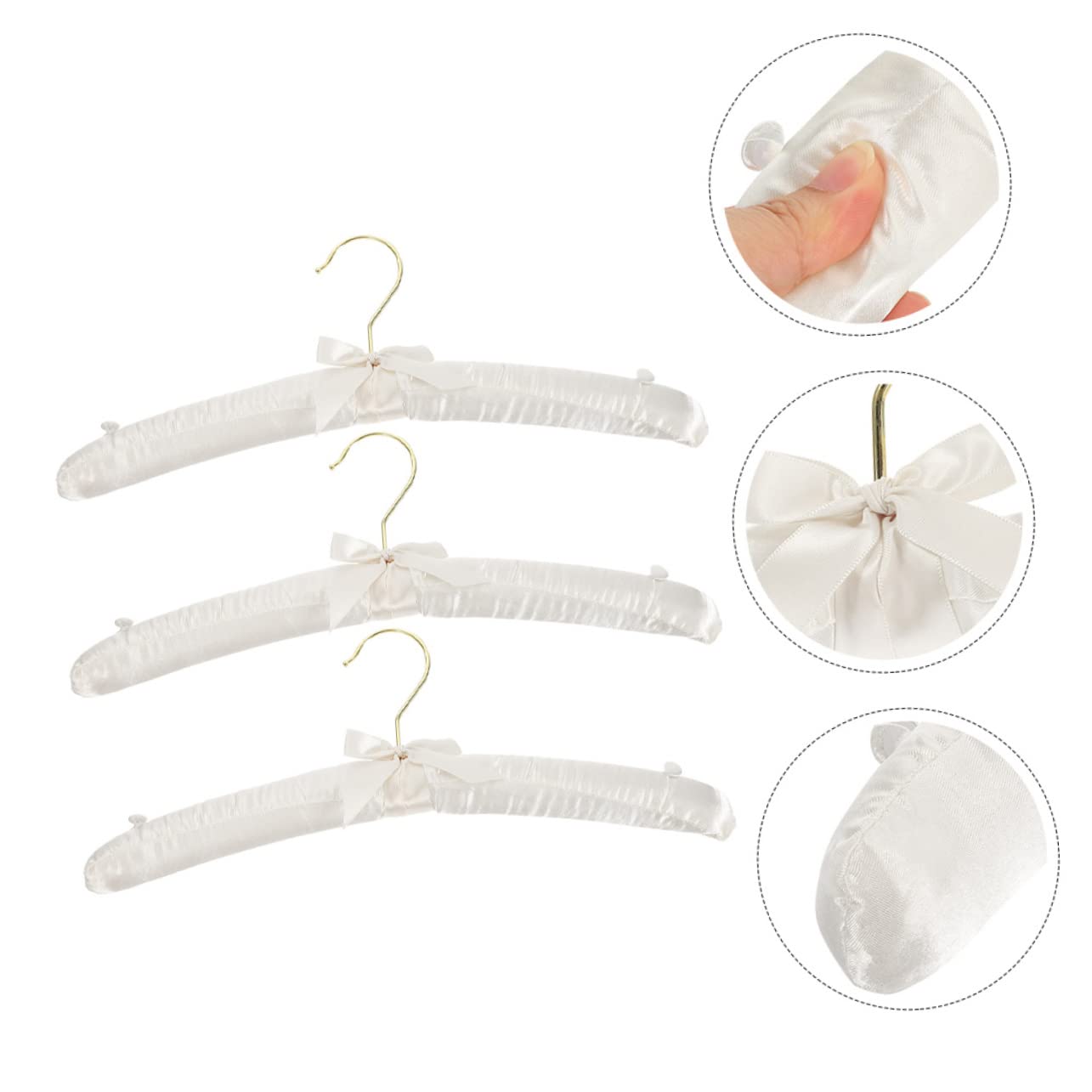 CHILDWEET 3pcs Non-slip Hanger Padded Clothing Hangers Closet Coat Hangers Satin Coat Hangers Padded Clothes Hangers Clothes Hanger Home Decor Cabinet Liner Sponge Padded Hangers White